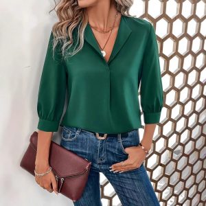 Chemise femme à manches longues, coupe ample et tendance