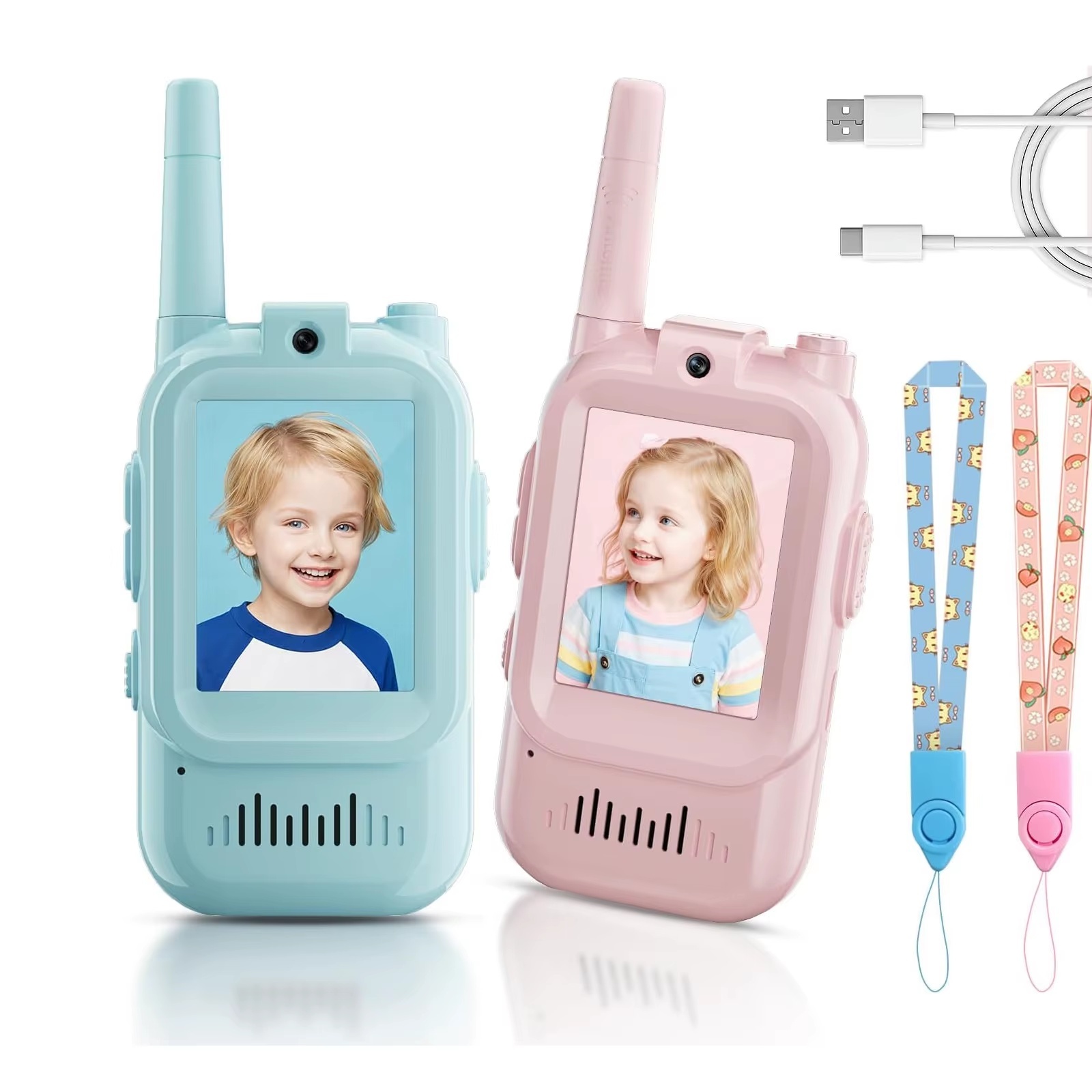 Mini talkies-walkies sans fil avec caméra vidéo pour enfants — Lot de 2 appareils portables rechargeables, parfaits pour les jeux en famille, les activités en plein air ou comme cadeau pour garçons et filles.