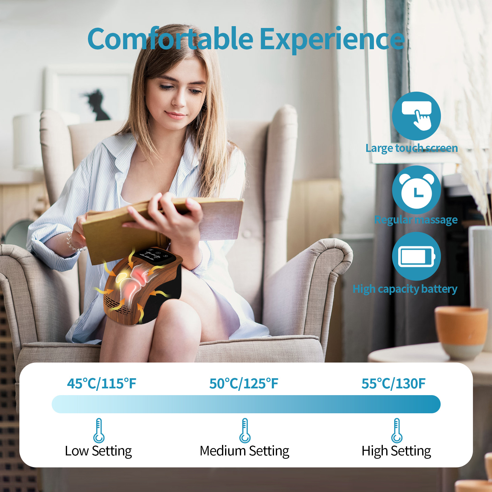 Appareil de Massage Électrique pour Jambes et Pieds – Chauffant & Relaxant avec Écran LED – Image 4