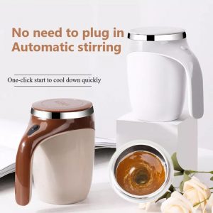 Tasse à mélange automatique rechargeable — tasse à café électrique haut de gamme avec agitation magnétique rotative, idéale pour préparer facilement café, lait ou milkshake sans effort.